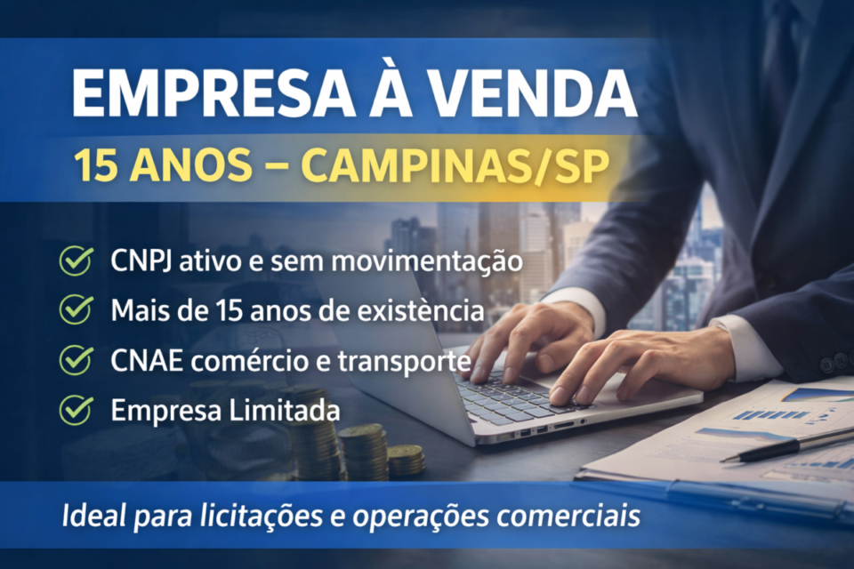 EMPRESA À VENDA – 15 ANOS – CAMPINAS/SP