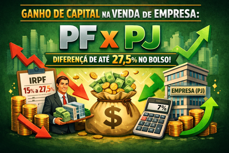 Ganho de capital na venda de empresa: PF x PJ – diferença de até 27,5% no bolso
