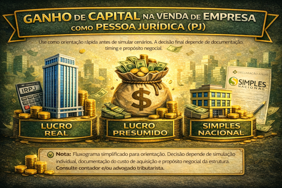 Ganho de capital na venda de empresa como pessoa jurídica