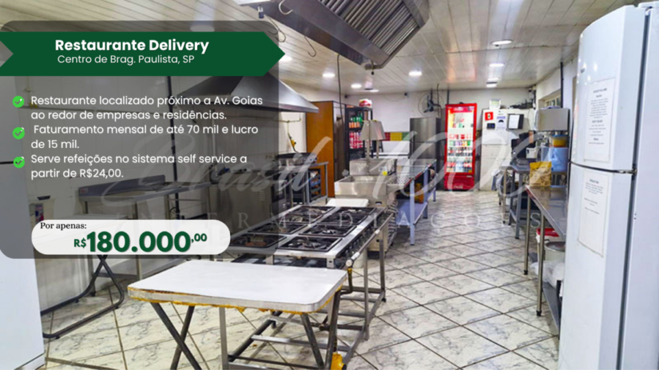 Restaurante Delivery no Centro de Brag Paulista, SP  Cod 114278