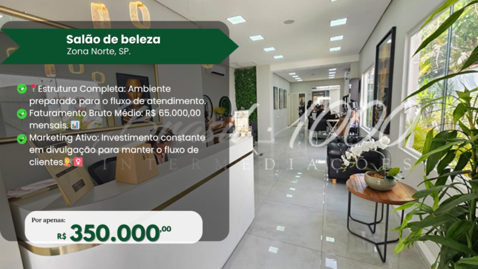 SALÃO DE BELEZA CONSOLIDADO – ZONA NORTE – SP