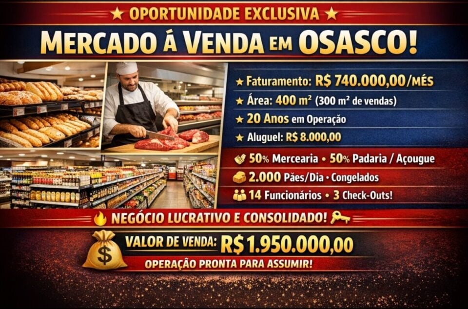 OPORTUNIDADE EXCLUSIVA – MERCADO CONSOLIDADO EM OSASCO À VENDA