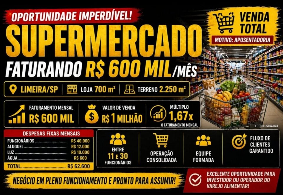 OPORTUNIDADE UNICA NO INTERIOR  MERCADO A VENDA