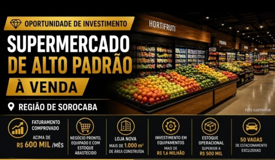 OPORTUNIDADE DE INVESTIMENTO SUPERMERCADO DE ALTO PADRÃO À VENDA