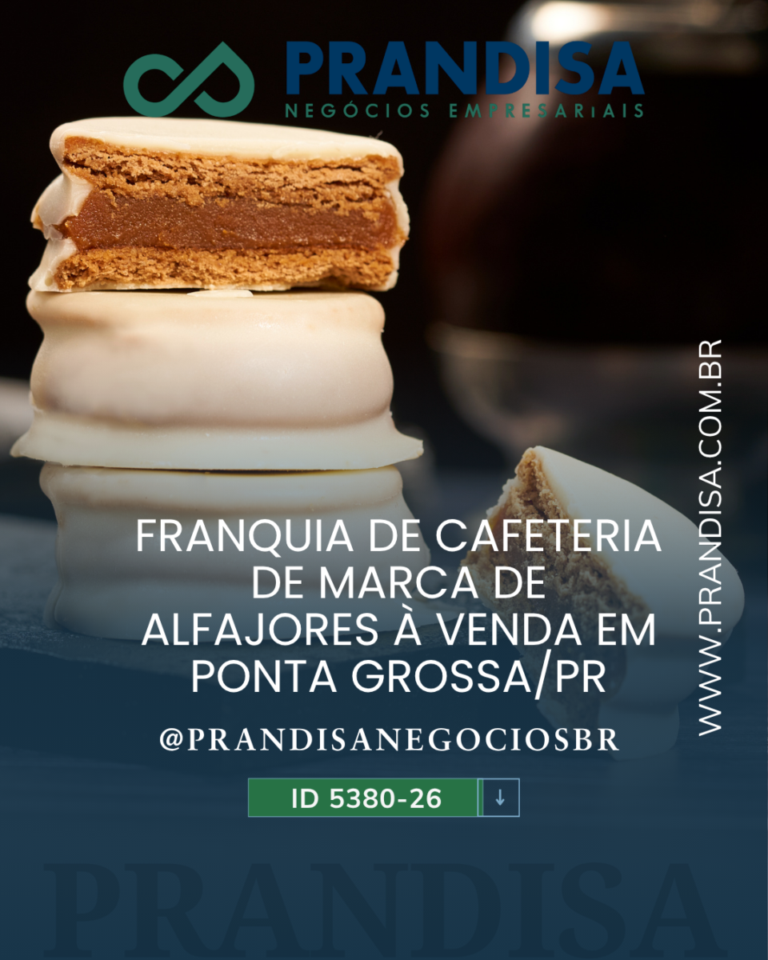 Franquia de cafeteria e alfajores à venda em Ponta Grossa/PR