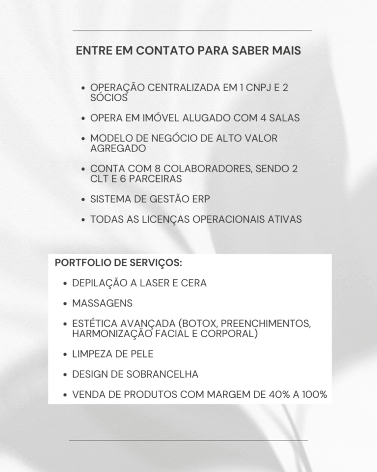 Clínica de Estética em Funcionamento – Litoral de Santa Catarina