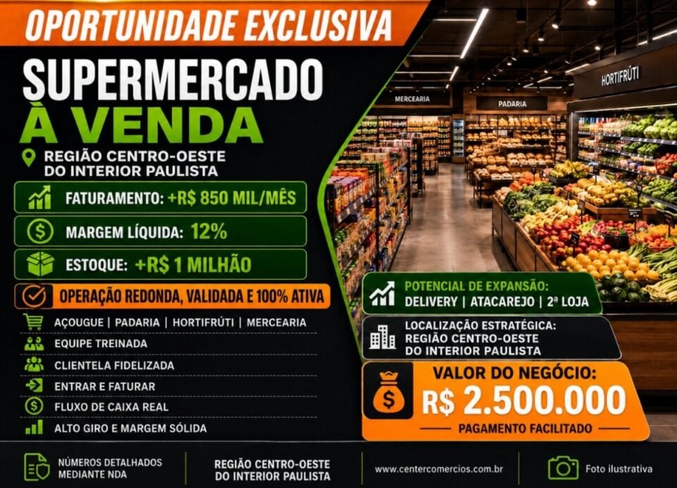 SUPERMERCADO A VENDA NO INTERIOR DE SP