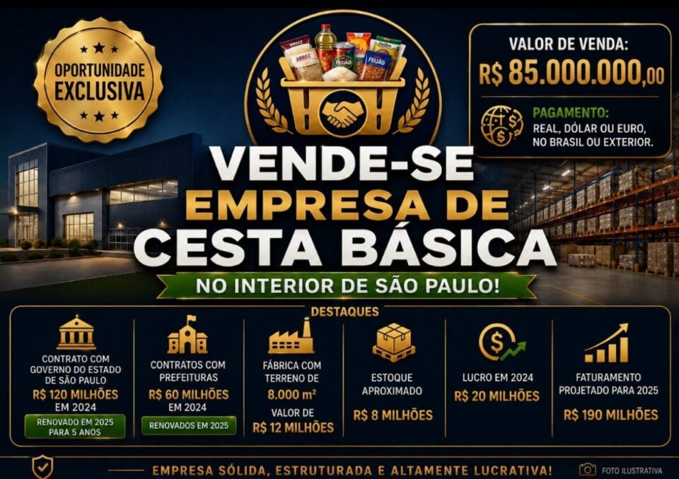 OPORTUNIDADE ÚNICA NO RAMO ALIMENTICIO EMPRESA DE CESTAS BÁSICAS EM SP