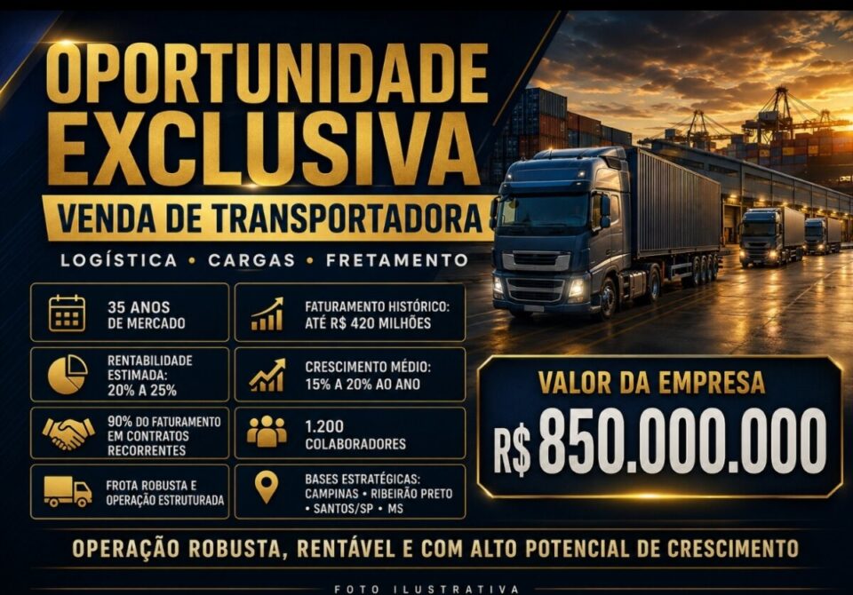 VENDA DE TRANSPORTADORA – LOGÍSTICA E FRETAMENTO