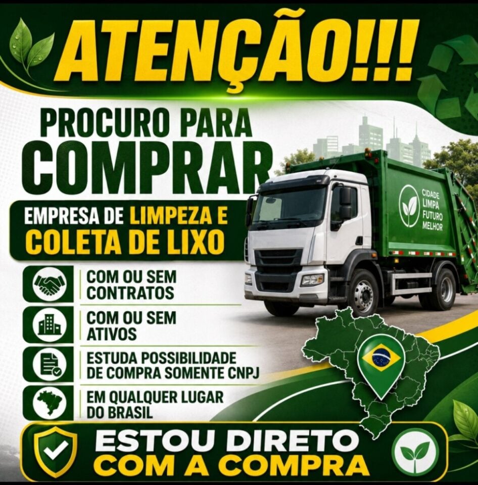 COMPRO EMPRESA DE LIMPEZA URBANA  COLETA DE LIXO EM QUALQUER LUGAR D BRASIL