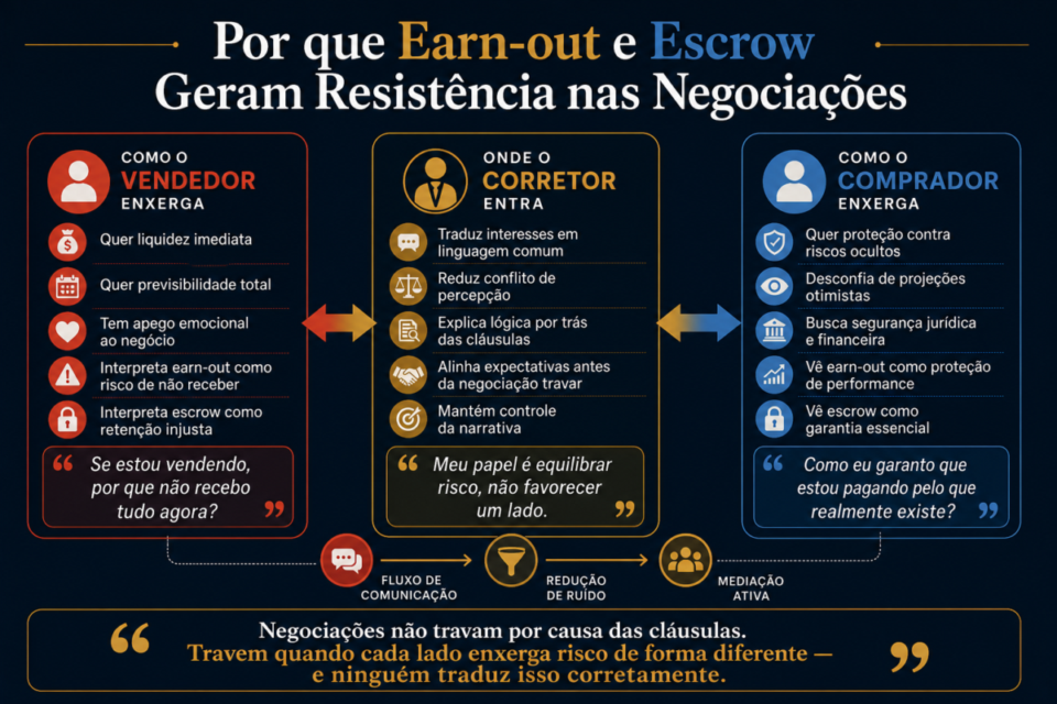 earn-out e escrow para corretor de empresas