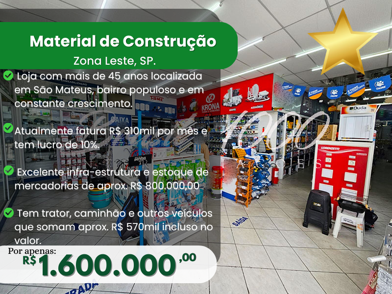 Material de Construção na Zona Leste, SP Cod 113991
