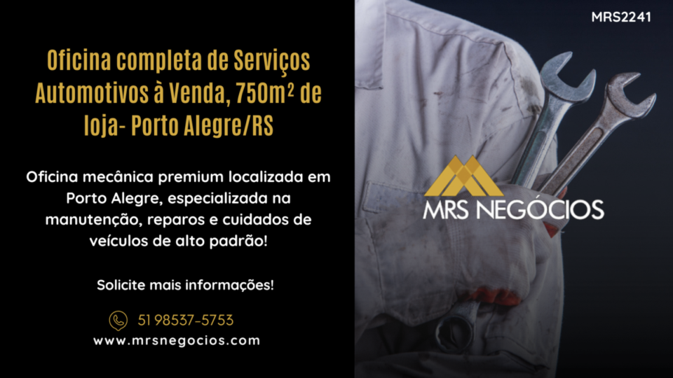 Oficina completa de Serviços Automotivos à Venda, 750m² de loja- Porto Aleg