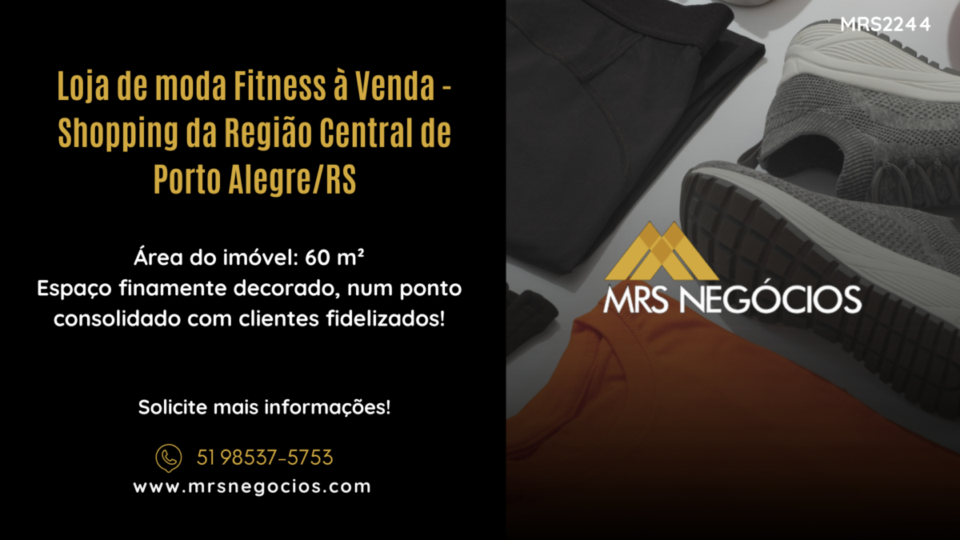 Loja de moda Fitness à Venda – Shopping da Região Central de Porto Alegre/R