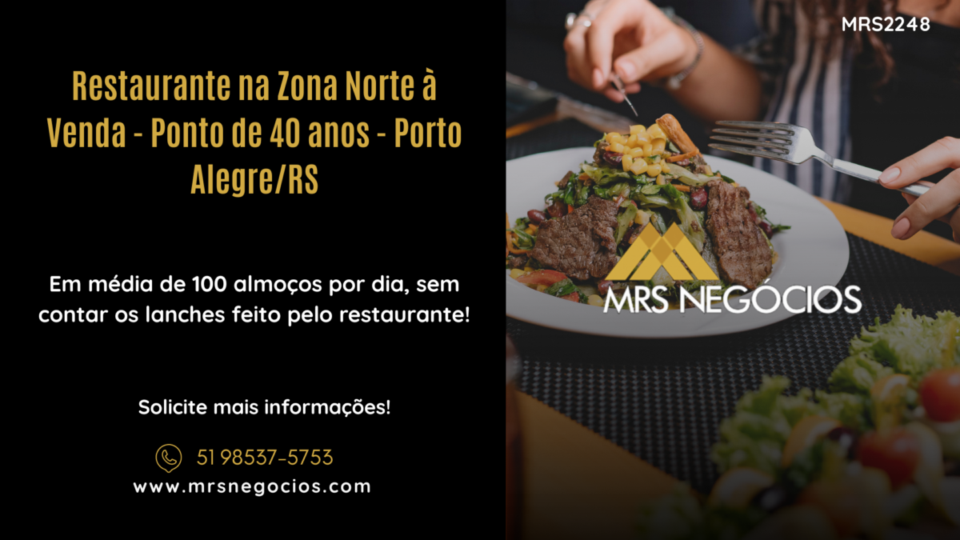 Restaurante na Zona Norte à Venda – Ponto de 40 anos – Porto Alegre/RS