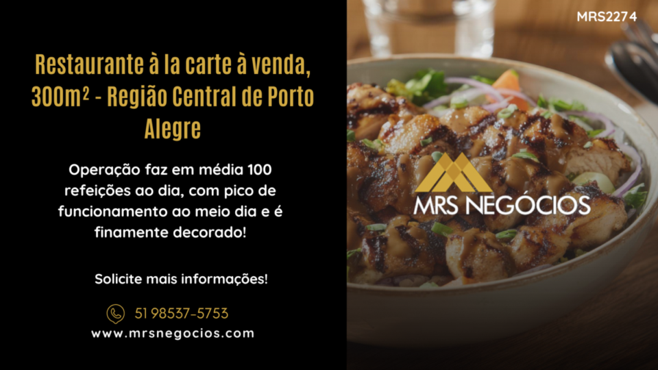 Restaurante à la carte à venda, 300m² – Região Central de Porto Alegre