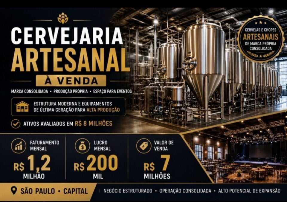 OPORTUNIDADE EXCLUSIVA DE INVESTIMENTO – FÁBRICA DE CERVEJA ARTESANAL EM SP
