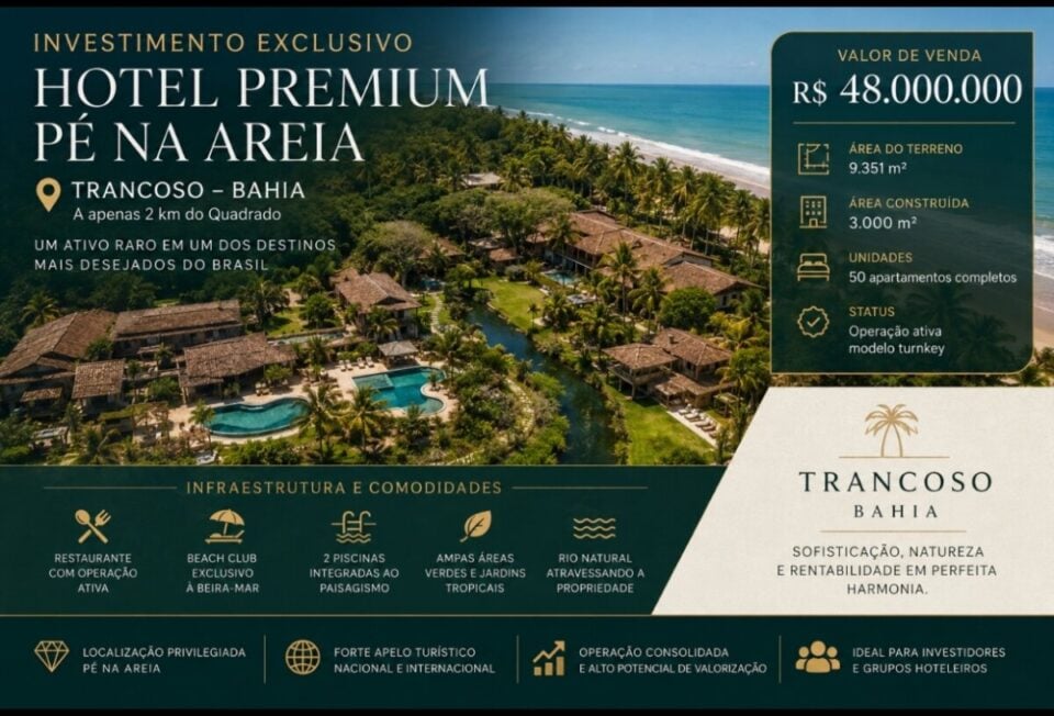 OPORTUNIDADE ÚNICA NO SETOR HOTELEIRO EM TRANCOSO BA