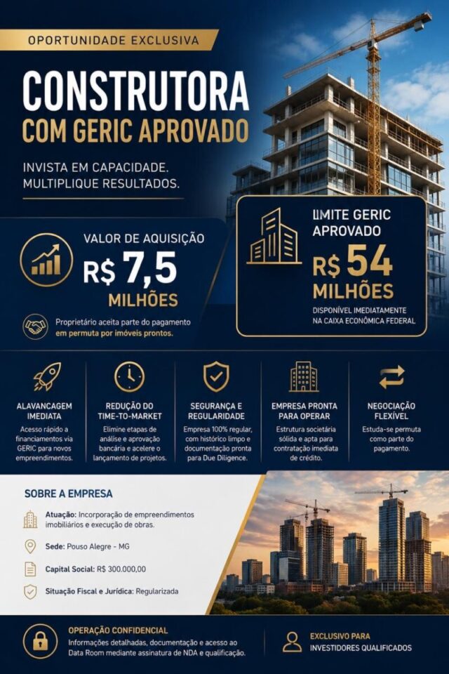 Construtora com GERIC Aprovado – Limite de R 54 milhões na Caixa