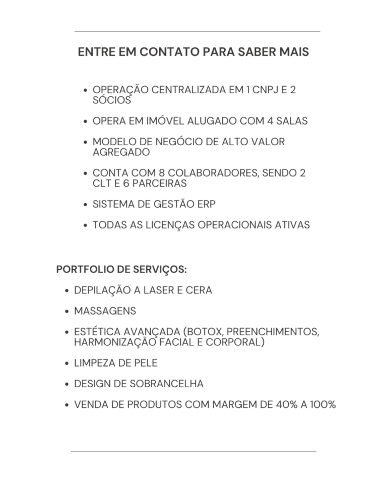 Clínica de Estética em Funcionamento – Balneário Camboriú