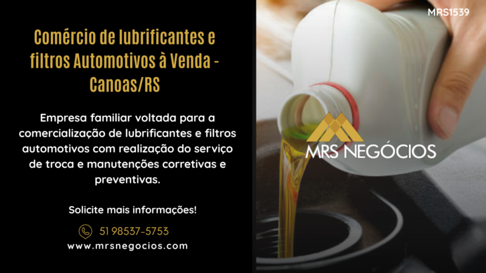 Comércio de lubrificantes e filtros Automotivos à Venda – Canoas/RS