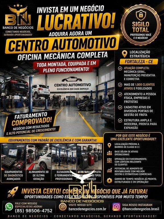 Vendo Centro Automotivo Oficina Completa 1000m2 – Ref 3016