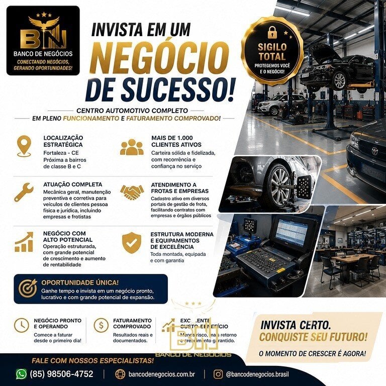 Vendo Centro Automotivo Oficina Completa 1000m2 – Ref 3016