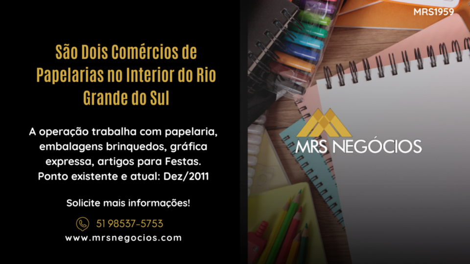 São Dois Comércios de Papelarias no Interior do Rio Grande do Sul