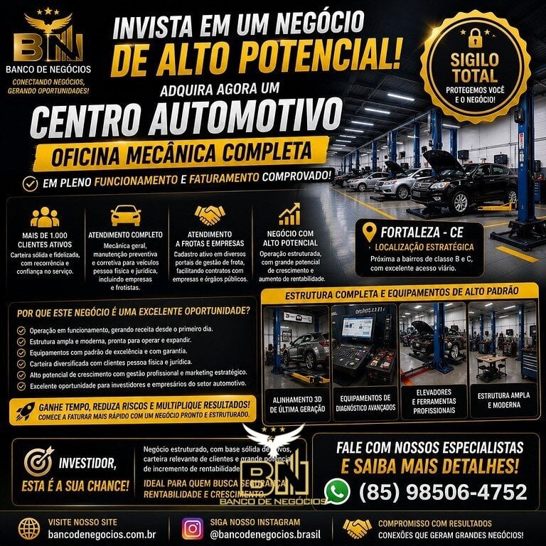 Vendo Centro Automotivo Oficina Completa 1000m2 – Ref 3016
