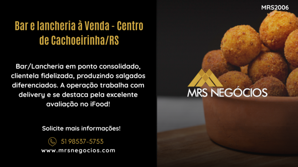 Bar e lancheria à Venda – Centro de Cachoeirinha/RS