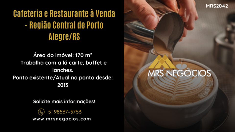 Cafeteria e Restaurante à Venda – Região Central de Porto Alegre/RS
