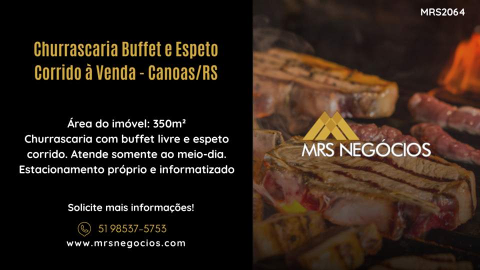 Churrascaria Buffet e Espeto Corrido à Venda – Canoas/RS