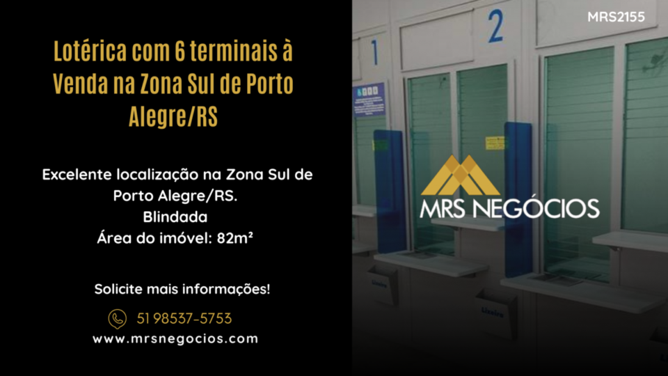 Lotérica com 6 terminais à Venda na Zona Sul de Porto Alegre/RS