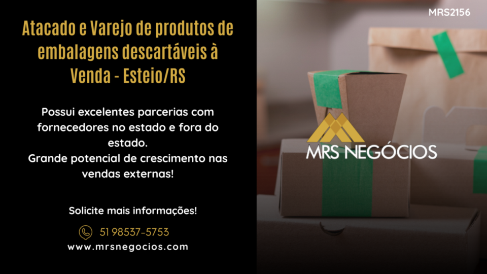 Atacado e Varejo de produtos de embalagens descartáveis à Venda – Esteio/RS