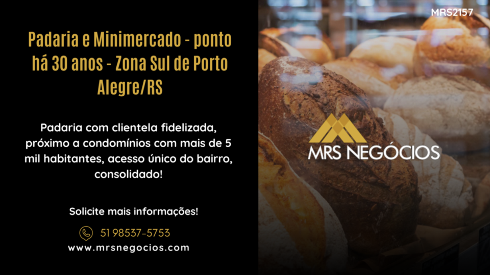 Padaria e Minimercado – ponto há 30 anos – Zona Sul de Porto Alegre/RS