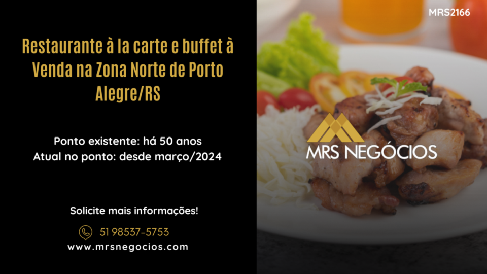 Restaurante à la carte e buffet à Venda na Zona Norte de Porto Alegre/RS