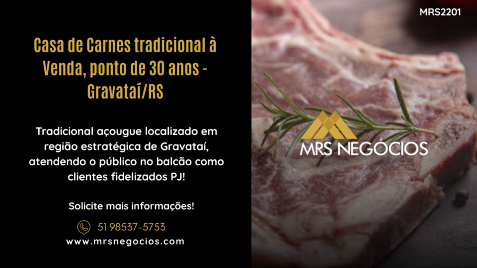 Casa de Carnes tradicional à Venda, ponto de 30 anos – Gravataí/RS