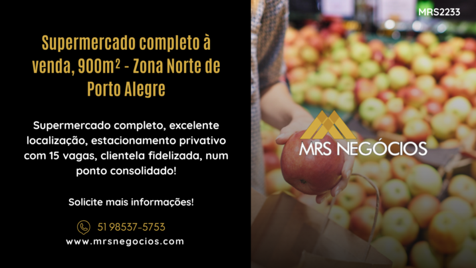 Supermercado completo à venda, 900m² – Zona Norte de Porto Alegre