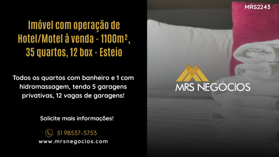 Imóvel com operação de Hotel/Motel à venda – 1100m², 35 quartos, 12 box – E