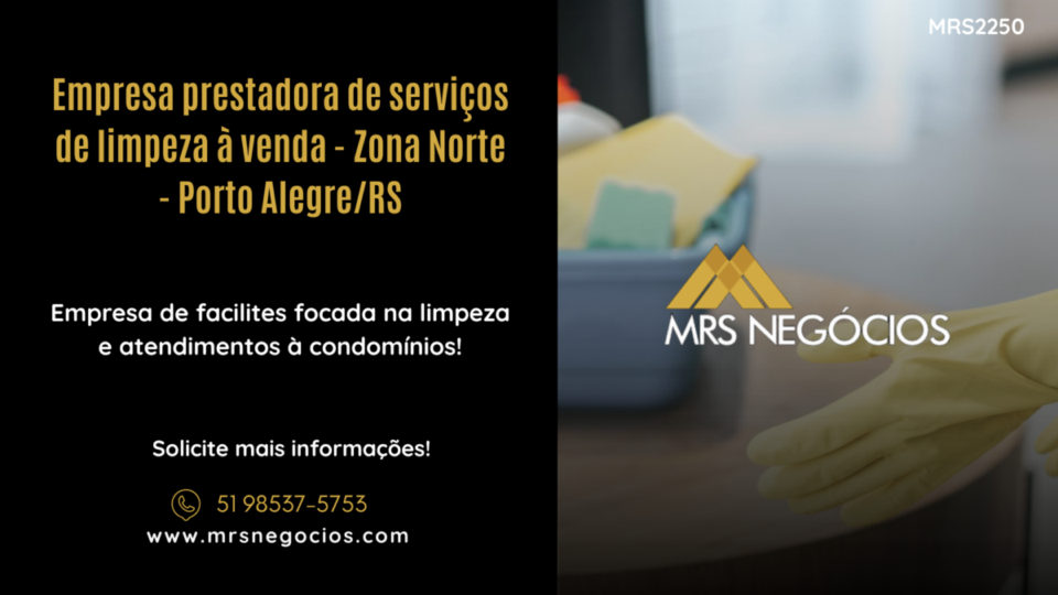 Empresa prestadora de serviços de limpeza à venda – Zona Norte – Porto Aleg