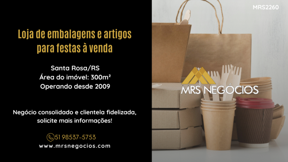Loja de embalagens e artigos para festas à venda – Santa Rosa/RS