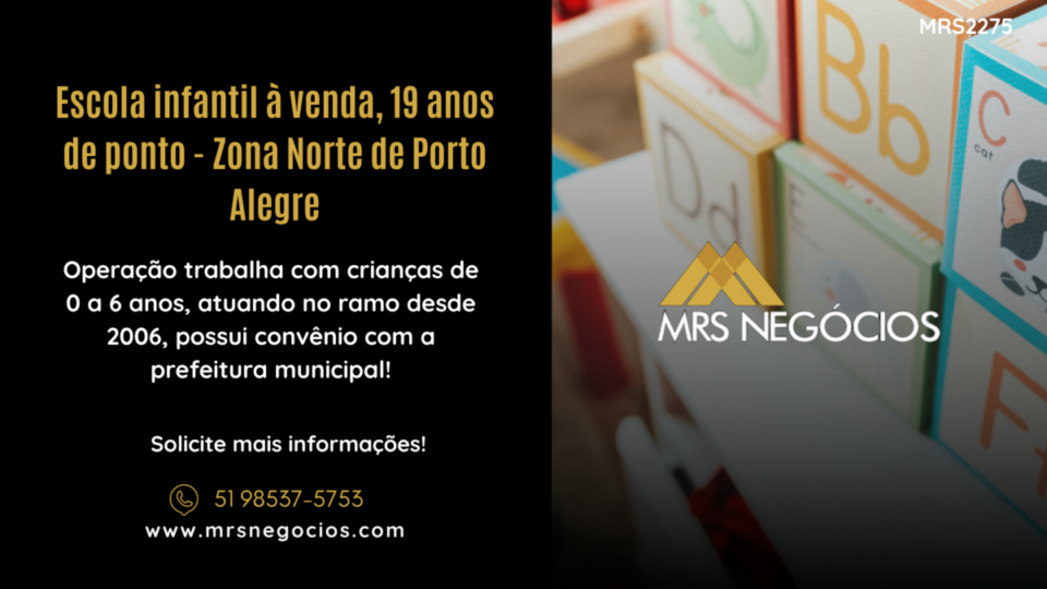 Escola infantil à venda, 19 anos de ponto – Zona Norte de Porto Alegre