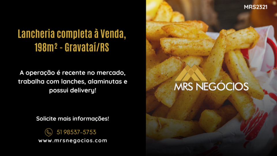 Lancheria completa à Venda, 198m² – Gravataí/RS