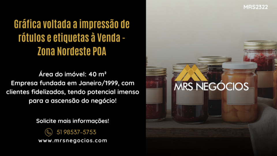 Gráfica voltada a impressão de rótulos e etiquetas à Venda – Zona Nordeste