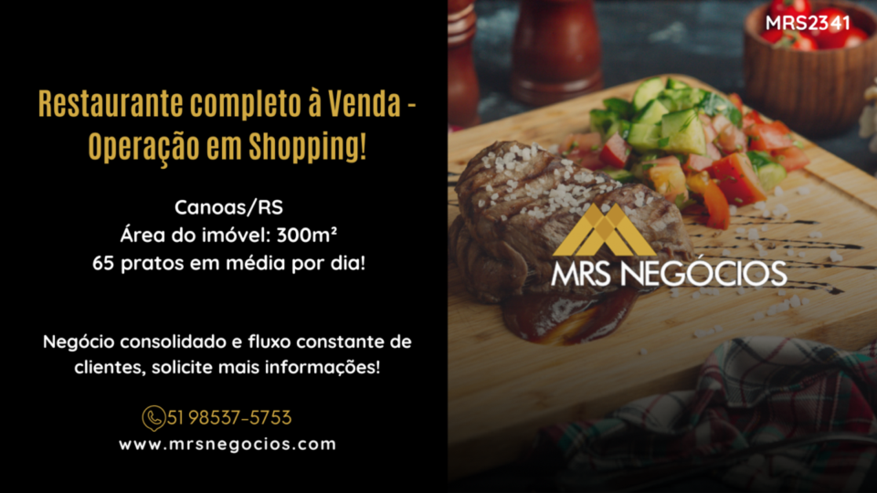 Restaurante completo à Venda – Operação em Shopping, Canoas/RS