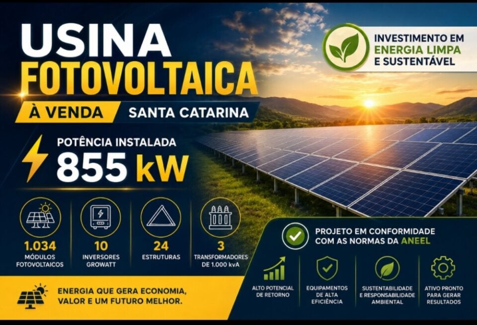 USINA FOTOVOLTAICA À VENDA – SANTA CATARINA