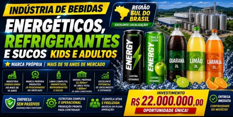 INDÚSTRIA DE BEBIDAS À VENDA  OPORTUNIDADE ESTRATÉGICA PARA INVESTIDORES