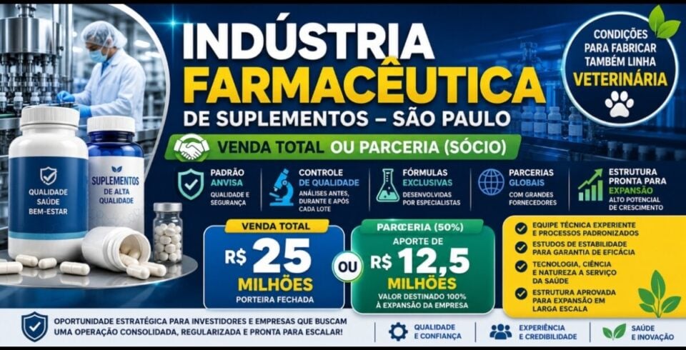 FÁBRICA FARMACÊUTICA DE SUPLEMENTOS – SÃO PAULO