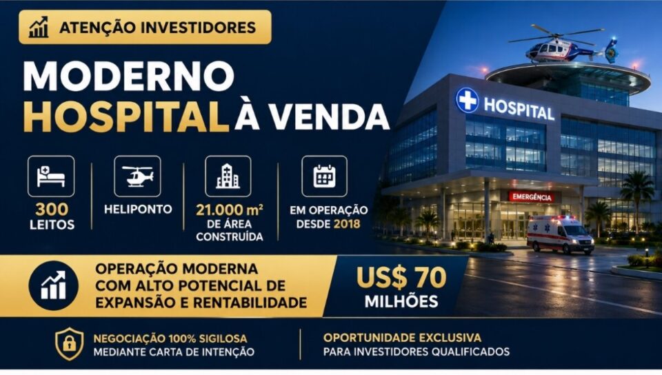 MODERNO COMPLEXO HOSPITALAR À VENDA ESTRUTURA COMPLETA