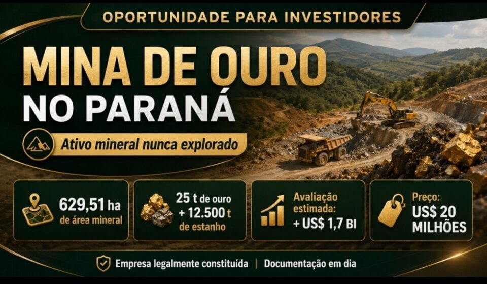 EXPECIONAL OPORTUNIDADE MINA DE OURO E ESTANHO À VENDA NO PARANÁ